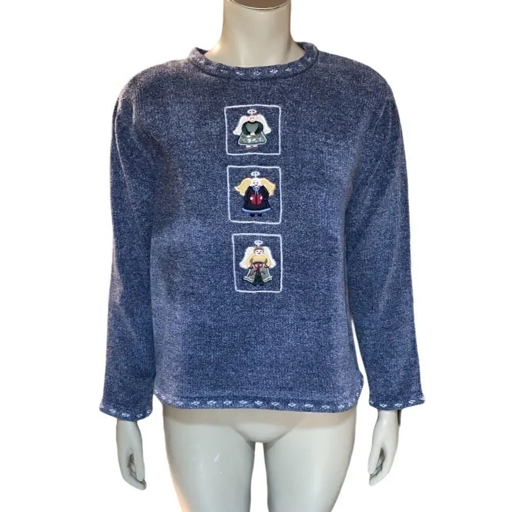Christopher & Banks Blue ANGEL Knit SWEATER